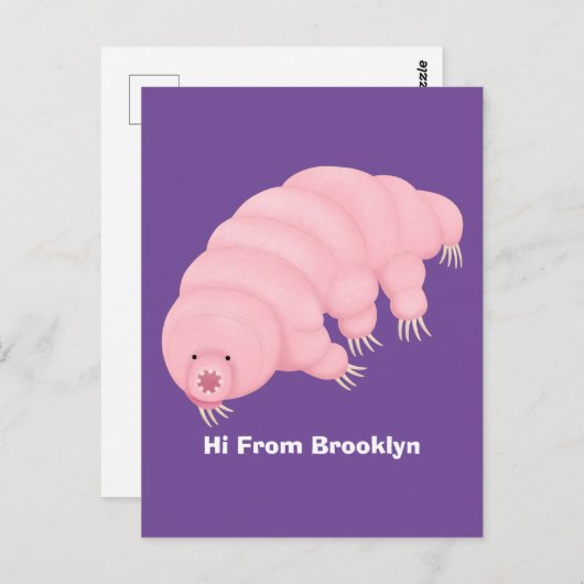 可愛いピンクのタディグレード水クマの漫画 ポストカード (正面/裏面)