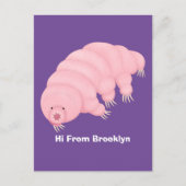 可愛いピンクのタディグレード水クマの漫画 ポストカード (正面)