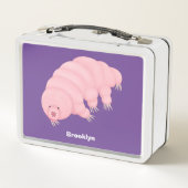 可愛いピンクのタディグレード水クマの漫画 メタルランチボックス (裏面)