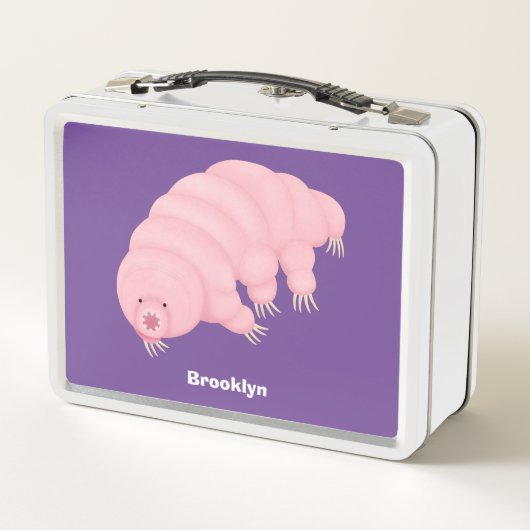 可愛いピンクのタディグレード水クマの漫画 メタルランチボックス (裏面)