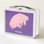 可愛いピンクのタディグレード水クマの漫画 メタルランチボックス (正面)