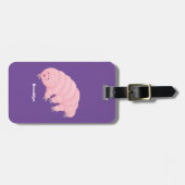 可愛いピンクのタディグレード水クマの漫画 ラゲッジタグ (正面横)