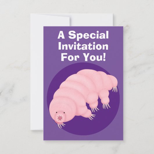 可愛いピンクのタディグレード水クマの漫画 招待状 (裏面)