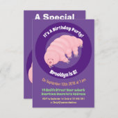 可愛いピンクのタディグレード水クマの漫画 招待状 (正面/裏面)