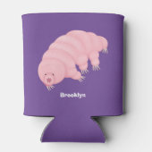 可愛いピンクのタディグレード水クマの漫画 缶クーラー (裏面)