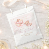 可愛いピンクのテディベアーバルーンガールベビーシャワー フェイバーバッグ (クリップ留めされた状態)