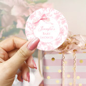可愛いピンクのトイレボキシボンベビーガールシャワー ラウンドシール