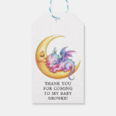 可愛いピンクのドラゴンと牡丹ガール赤ちゃんシャワー ギフトタグ (裏面)