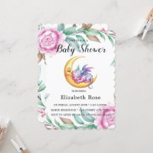 可愛いピンクのドラゴンと牡丹ガール赤ちゃんシャワー