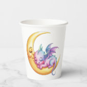 可愛いピンクのドラゴンと牡丹ガール赤ちゃんシャワー 紙コップ (裏面)