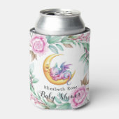 可愛いピンクのドラゴンと牡丹ガール赤ちゃんシャワー 缶クーラー (缶正面)