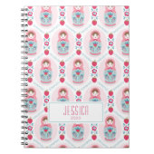 可愛いピンクのネスティングドールスパイラルフォトノートブック ノートブック (正面)