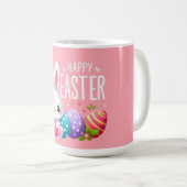 可愛いピンクのハッピーイースターバニー・マグ コーヒーマグカップ (正面右)