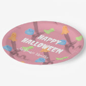 可愛いピンクのハロウィーンのカスタマイズ ペーパープレート (アングル)