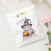 可愛いピンクのハロウィーン誕生日パーティキッテンカボチャ フェイバーバッグ (封をした状態)