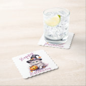 可愛いピンクのハロウィーン誕生日パーティキッテンカボチャ ペーパーコースター (インサイチュ)