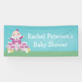 可愛いピンクのハンプティ・ダンプティ赤ちゃんシャワー 横断幕 (横)