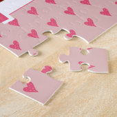 可愛いピンクのハートパター最高のンMom 2写真 ジグソーパズル (側面)