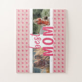 可愛いピンクのハートパター最高のンMom 2写真 ジグソーパズル (縦)