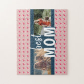 可愛いピンクのハートパター最高のンMom 2写真 ジグソーパズル (縦)