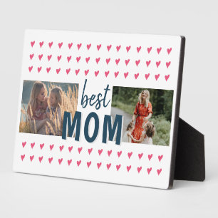 可愛いピンクのハートパター最高のンMom 2写真 フォトプラーク
