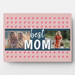 可愛いピンクのハートパター最高のンMom 2写真 フォトプラーク