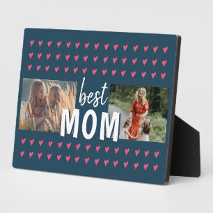 可愛いピンクのハートパター最高のンMom 2写真 フォトプラーク