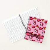 可愛いピンクのハートパーソナライズされた名スパイラルノート ノートブック (内部)