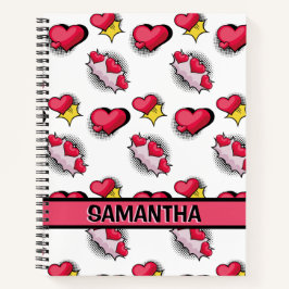 可愛いピンクのハートパーソナライズされた名スパイラルノート ノートブック