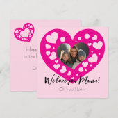 可愛いピンクのハート写真ママ大好き シーズンカード (正面/裏面)