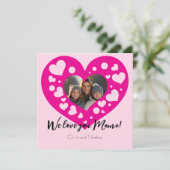 可愛いピンクのハート写真ママ大好き シーズンカード (スタンド正面)