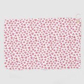 可愛いピンクのハート柄 ゴルフタオル (横)