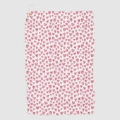 可愛いピンクのハート柄 ゴルフタオル (正面)