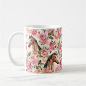 可愛いピンクのバラの花の馬 コーヒーマグカップ (左)