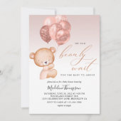 可愛いピンクのバルーン私たちは赤ちゃんシャワーを待つことができる 招待状 (正面)