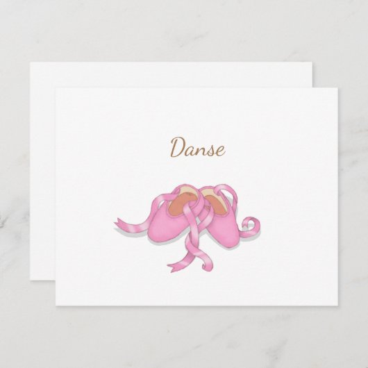 可愛いピンクのバレエのスリッパカスタムーのダンサーノートカード (正面/裏面)