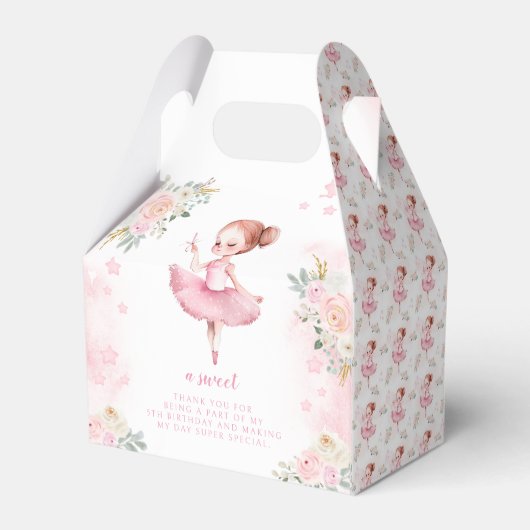 可愛いピンクのバレリーナの感謝していバースデータあなたの好きなボックス フェイバーボックス (裏面サイド)