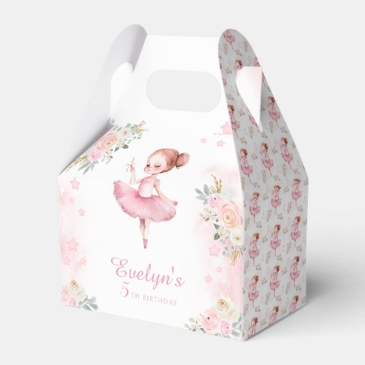 可愛いピンクのバレリーナの感謝していバースデータあなたの好きなボックス フェイバーボックス (正面サイド)