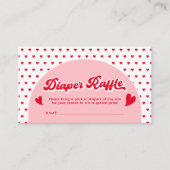 可愛いピンクのバレンタイン赤ちゃんシャワーおむつラッフル エンクロージャーカード (正面)