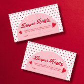 可愛いピンクのバレンタイン赤ちゃんシャワーおむつラッフル エンクロージャーカード