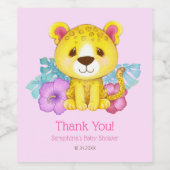 可愛いピンクのヒョウ赤ちゃんシャワーありがとう ワインラベル (シングルラベル)