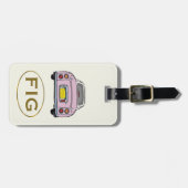 可愛いピンクのフィガロ車のフィガレーションラゲッジタグ ラゲッジタグ (正面横)