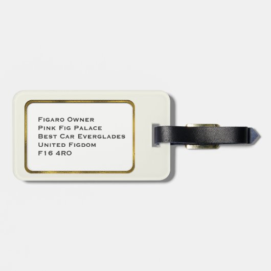 可愛いピンクのフィガロ車のフィガレーションラゲッジタグ ラゲッジタグ (裏面横)