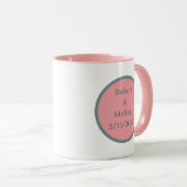 可愛いピンクのフラミンゴに名前結婚の付け加え日付 マグカップ (正面右)