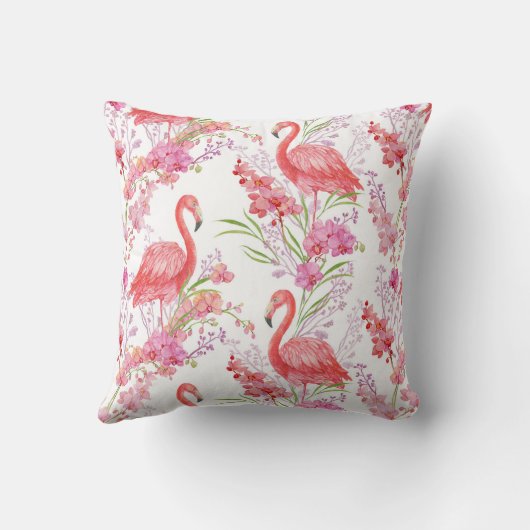 可愛いピンクのフラミンゴ柄のデカール枕 クッション (裏面)