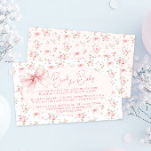 可愛いピンクのフローラバウ本で女の子シャワー エンクロージャーカード