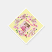 可愛いピンクのフローラボウガールフォトバースデーパーティー スタンダードカクテルナプキン (角)