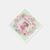 可愛いピンクのフローラボウガールフォトバースデーパーティー スタンダードカクテルナプキン (角)