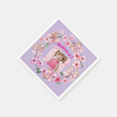 可愛いピンクのフローラボウガールフォトバースデーパーティー スタンダードカクテルナプキン (角)