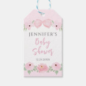 可愛いピンクのフローラボホの女の子のシャワー感謝していユーザ ギフトタグ (正面)